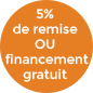 5% de remise ou financement offert