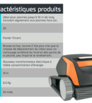 Caractéristique technique du robot Dolphin E20